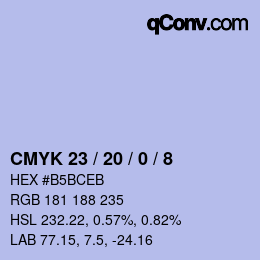 Color code: CMYK 23 / 20 / 0 / 8 | qconv.com