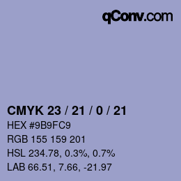 Color code: CMYK 23 / 21 / 0 / 21 | qconv.com