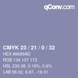 Color code: CMYK 23 / 21 / 0 / 32 | qconv.com