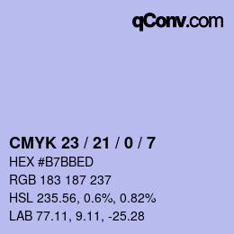 Color code: CMYK 23 / 21 / 0 / 7 | qconv.com