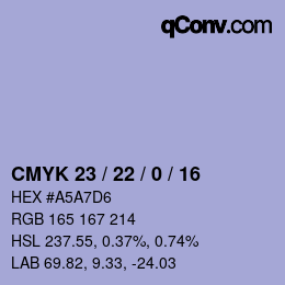 Color code: CMYK 23 / 22 / 0 / 16 | qconv.com