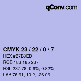 Color code: CMYK 23 / 22 / 0 / 7 | qconv.com