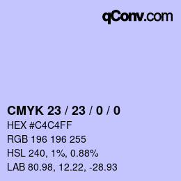 颜色代码: CMYK 23 / 23 / 0 / 0 | qconv.com