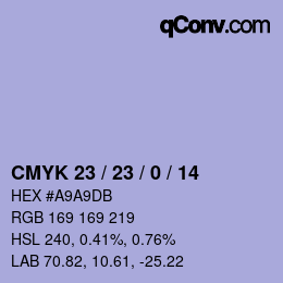 Color code: CMYK 23 / 23 / 0 / 14 | qconv.com