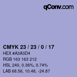 Color code: CMYK 23 / 23 / 0 / 17 | qconv.com