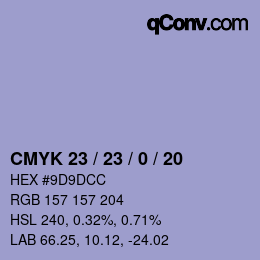 Color code: CMYK 23 / 23 / 0 / 20 | qconv.com