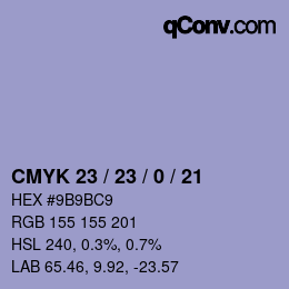 Color code: CMYK 23 / 23 / 0 / 21 | qconv.com