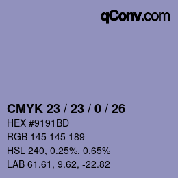 Color code: CMYK 23 / 23 / 0 / 26 | qconv.com