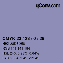 颜色代码: CMYK 23 / 23 / 0 / 28 | qconv.com