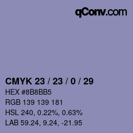Código de color: CMYK 23 / 23 / 0 / 29 | qconv.com