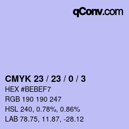 カラーコード: CMYK 23 / 23 / 0 / 3 | qconv.com