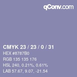 Color code: CMYK 23 / 23 / 0 / 31 | qconv.com