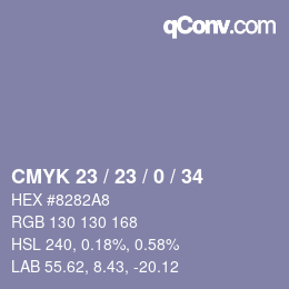 Color code: CMYK 23 / 23 / 0 / 34 | qconv.com