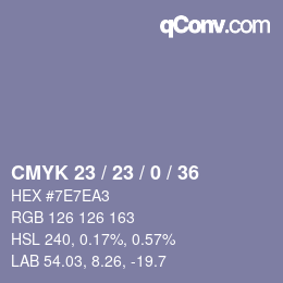 颜色代码: CMYK 23 / 23 / 0 / 36 | qconv.com