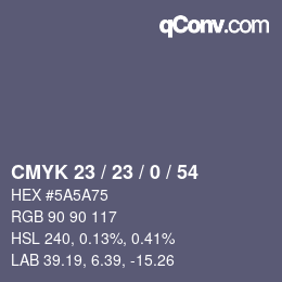颜色代码: CMYK 23 / 23 / 0 / 54 | qconv.com