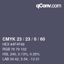 颜色代码: CMYK 23 / 23 / 0 / 60 | qconv.com