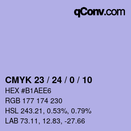 颜色代码: CMYK 23 / 24 / 0 / 10 | qconv.com