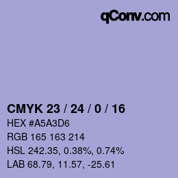Farbcode: CMYK 23 / 24 / 0 / 16 | qconv.com