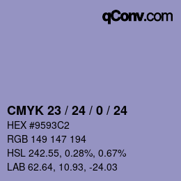 カラーコード: CMYK 23 / 24 / 0 / 24 | qconv.com
