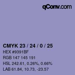 颜色代码: CMYK 23 / 24 / 0 / 25 | qconv.com