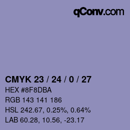 カラーコード: CMYK 23 / 24 / 0 / 27 | qconv.com