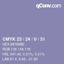 カラーコード: CMYK 23 / 24 / 0 / 31 | qconv.com