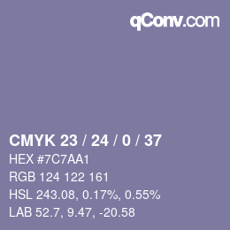 カラーコード: CMYK 23 / 24 / 0 / 37 | qconv.com