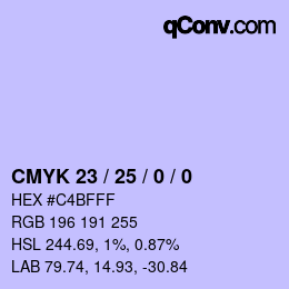 颜色代码: CMYK 23 / 25 / 0 / 0 | qconv.com