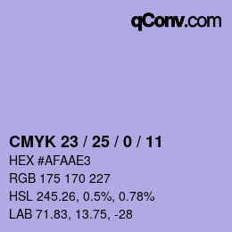 カラーコード: CMYK 23 / 25 / 0 / 11 | qconv.com