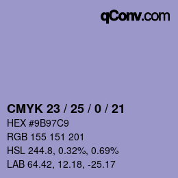 カラーコード: CMYK 23 / 25 / 0 / 21 | qconv.com
