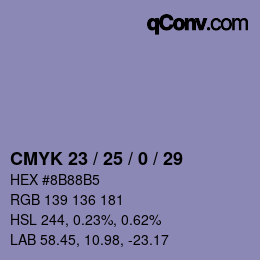 Farbcode: CMYK 23 / 25 / 0 / 29 | qconv.com