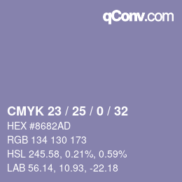 Color code: CMYK 23 / 25 / 0 / 32 | qconv.com