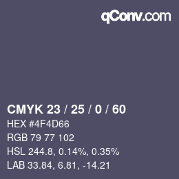 Color code: CMYK 23 / 25 / 0 / 60 | qconv.com