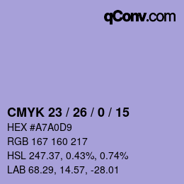 Color code: CMYK 23 / 26 / 0 / 15 | qconv.com