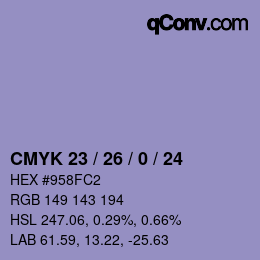 颜色代码: CMYK 23 / 26 / 0 / 24 | qconv.com