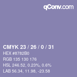 颜色代码: CMYK 23 / 26 / 0 / 31 | qconv.com