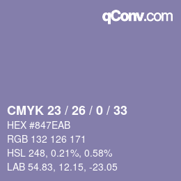 カラーコード: CMYK 23 / 26 / 0 / 33 | qconv.com