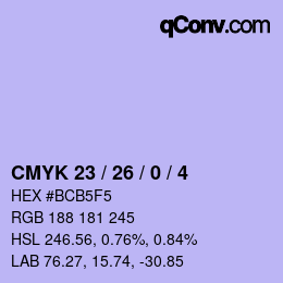 カラーコード: CMYK 23 / 26 / 0 / 4 | qconv.com