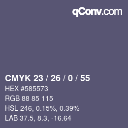 カラーコード: CMYK 23 / 26 / 0 / 55 | qconv.com