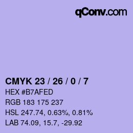 颜色代码: CMYK 23 / 26 / 0 / 7 | qconv.com