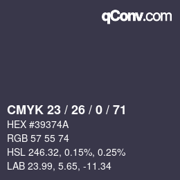 Color code: CMYK 23 / 26 / 0 / 71 | qconv.com