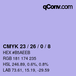 颜色代码: CMYK 23 / 26 / 0 / 8 | qconv.com