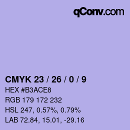 カラーコード: CMYK 23 / 26 / 0 / 9 | qconv.com