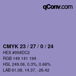 颜色代码: CMYK 23 / 27 / 0 / 24 | qconv.com