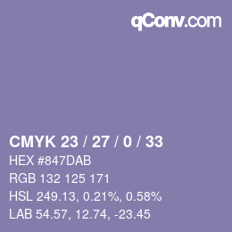 カラーコード: CMYK 23 / 27 / 0 / 33 | qconv.com