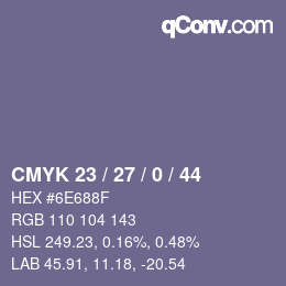 颜色代码: CMYK 23 / 27 / 0 / 44 | qconv.com