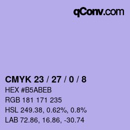 颜色代码: CMYK 23 / 27 / 0 / 8 | qconv.com
