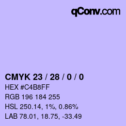 Color code: CMYK 23 / 28 / 0 / 0 | qconv.com