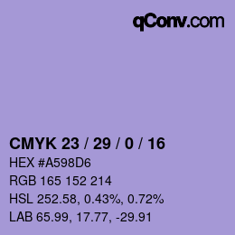 颜色代码: CMYK 23 / 29 / 0 / 16 | qconv.com