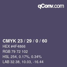 颜色代码: CMYK 23 / 29 / 0 / 60 | qconv.com